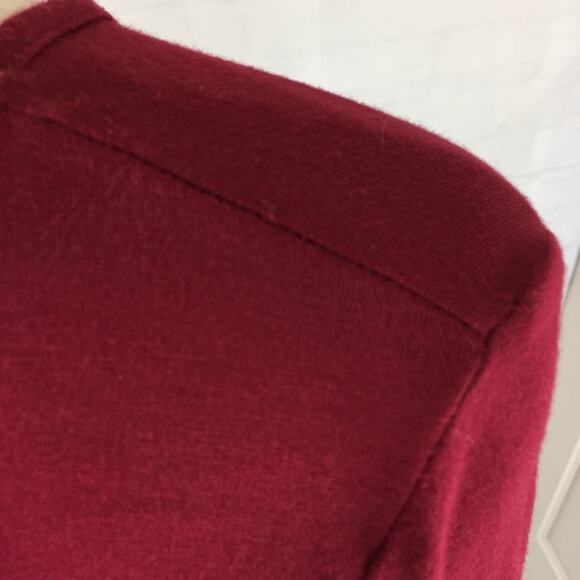 Burgundy knit midi dress tie front size large stretch knit jersey by Loveappella - Picture 7 of 7